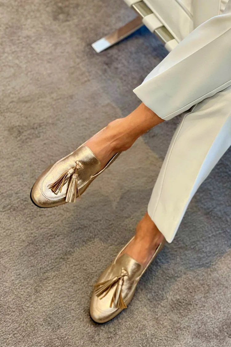Donatella | Mocassino con Nappine Dorate