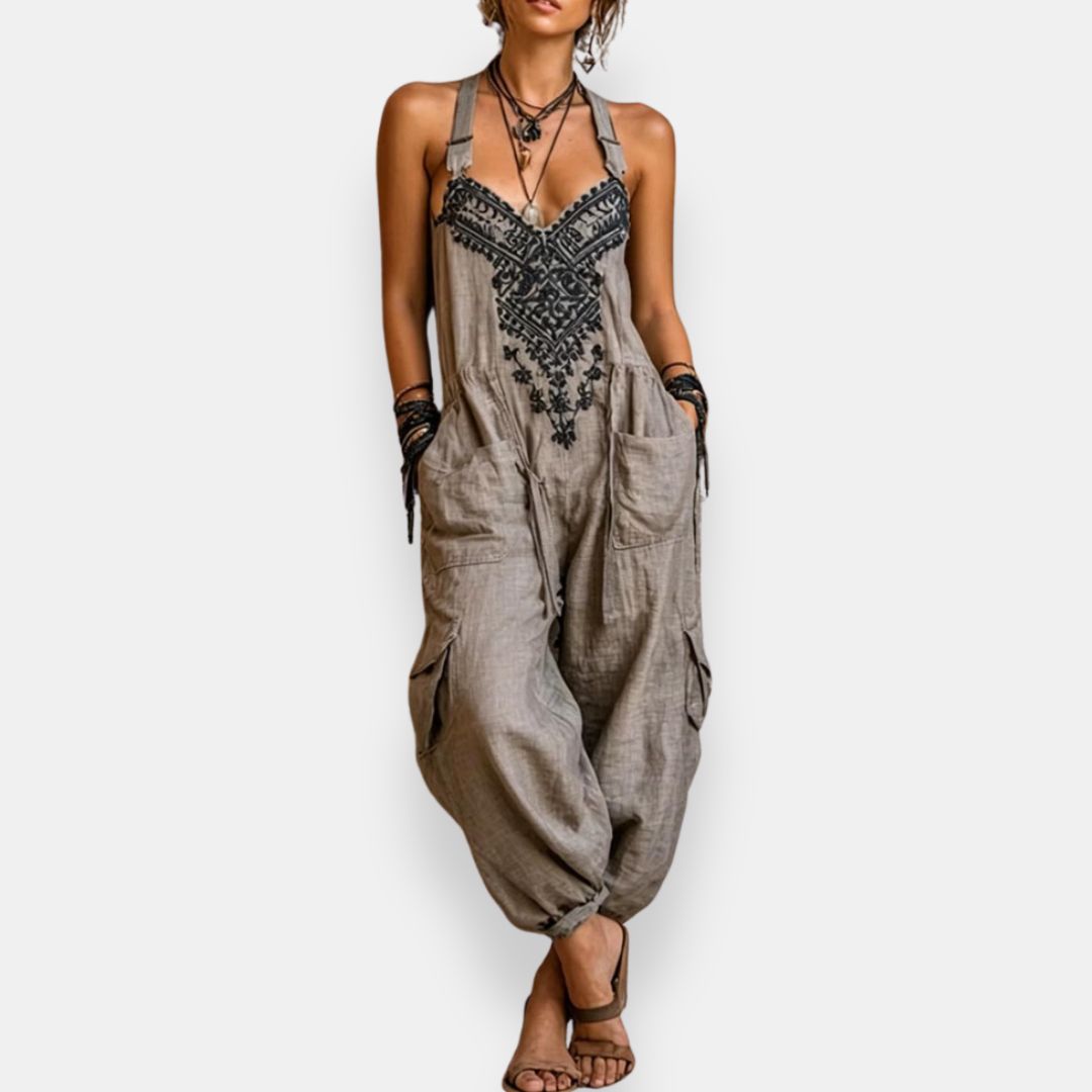Erminilde | Tuta boho ricamata
