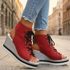 Sandra | Stivaletti con Zeppa Aperti. Design Sofisticato per un Comfort Ineguagliabile