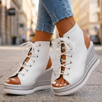 Sandra | Stivaletti con Zeppa Aperti. Design Sofisticato per un Comfort Ineguagliabile