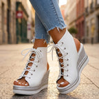 Sandra | Stivaletti con Zeppa Aperti. Design Sofisticato per un Comfort Ineguagliabile