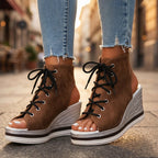 Sandra | Stivaletti con Zeppa Aperti. Design Sofisticato per un Comfort Ineguagliabile