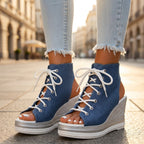 Sandra | Stivaletti con Zeppa Aperti. Design Sofisticato per un Comfort Ineguagliabile