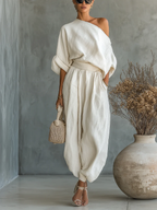 Ginevra | Completo Monospalla Fluido Drappeggiato