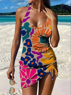 Fiesta – Tankini grafico floreale con short, effetto pancia piatta