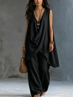 Ginevra | Completo Drappeggiato con Pantalone Ampio